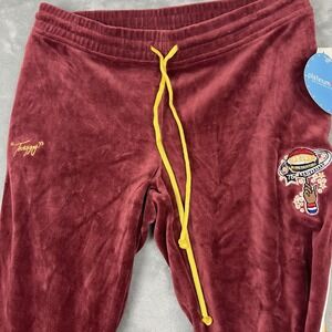 NWT VTG FUBU Harlem Globetrotters Twiggy Burgundy Velour Track Pant Medium FLAW